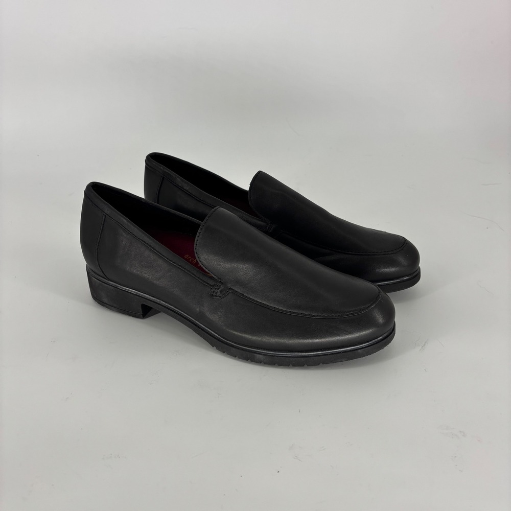 Munro Giselle Loafer Black Women Size 9.5W Wide Width Leather Slip On Block Heel